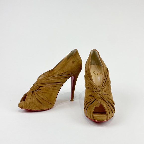 Christian Louboutin Beige Suede Stiletto Booties Size 36 1/2 - Picture 3 of 8